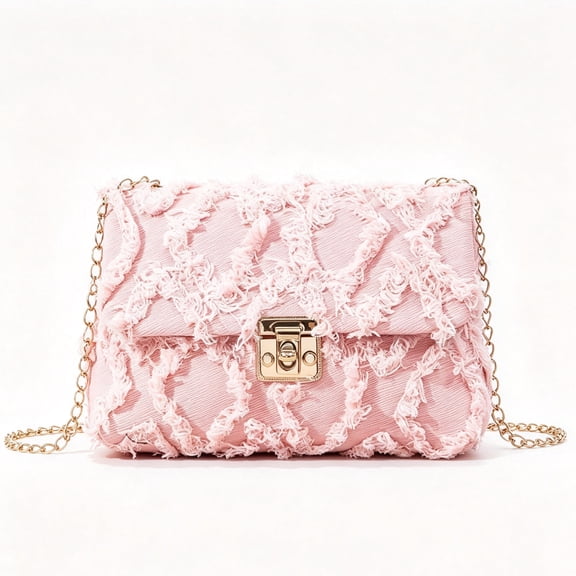 REMANLAND Women's Satin Textured Evening Crossbody Bag, Pink