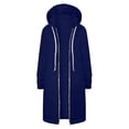 thumbnail image 6 of Women Casual Zip up Polyester Hoodies, Long Hoodie Tunic Jackets Long Sleeve Sweater Dress with Side Pockets Navy XL, 6 of 8