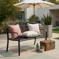 thumbnail image 6 of Topcobe 50 Inch Patio Park Steel Frame Cast Iron Backrest Bench Porch Chair, Outdoor Deck Furniture, 6 of 8