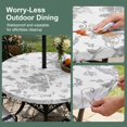 thumbnail image 5 of Round Outdoor Tablecloth with Umbrella Hole and Zipper, Grey Flowers Tablecloth with Elastic Waterproof, Vintage Pastoral Plants Rustic Leaves Patio Table Covers for 36" - 44" Picnic Pool Tables, 5 of 9