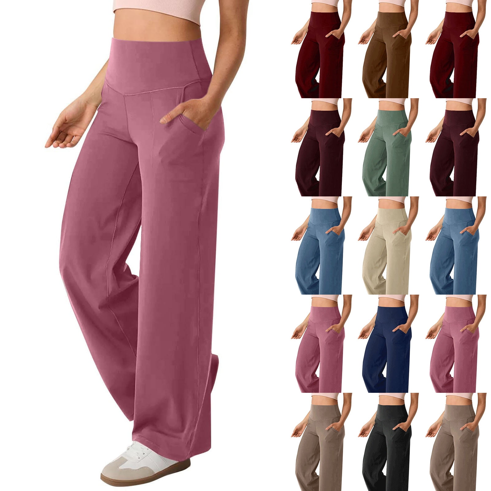Yotami Workout Leggings for Women with Pocket Tummy Control High Waisted Straight Leg Yoga Pants for Sports Pant