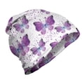 thumbnail image 1 of Butterfly Unisex Beanie, Modern Poly Effect, Hiking Outdoors, Purple Pale Blue White, by Ambesonne, 1 of 1