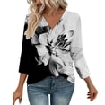thumbnail image 2 of Texiao 3/4 Length Sleeve Women's Tops V Neck Casual Tunic Tops Basic Shirts Loose Fit Blouse, 2 of 7