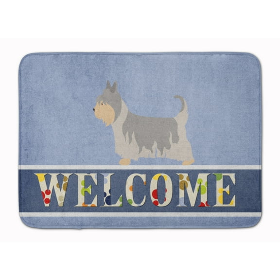 Australian Silky Terrier Welcome Machine Washable Memory Foam Mat Blue