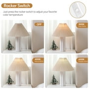 SUNMORY 17.5'' Ceramic Table Lamps with Pleated Fabric Lamp Shade, 3 Way Dimmable White Lamp, LED Nightstand Lamp for Bedroom, Living Room, Home Office (Natual White)
