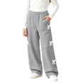 thumbnail image 5 of Edvintorg Girls Sweatpants Cute Bow Knot Elastic Waisted Loose Jogger Solid Color Wide Leg Casual Workout Pant with Pocket Girls Fashion Size 5-15, 5 of 7