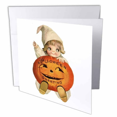 3dRose An Adorable Vintage Halloween Child, Greeting Cards, 6 x 6 inches, set of 6