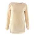 thumbnail image 3 of Frontwalk Ladies Sweater Winter Warm Pullover Long Sleeve Jumper Tops Work Cozy Sweaters Solid Color Beige S, 3 of 5