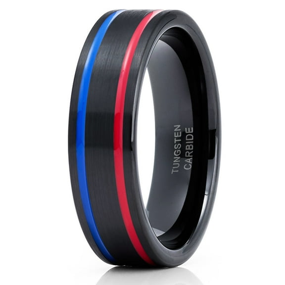 Red Tungsten Wedding Band Blue Tungsten Ring Men & Women Tungsten Wedding Ring Black Tungsten Ring 6mm Comfort Fit