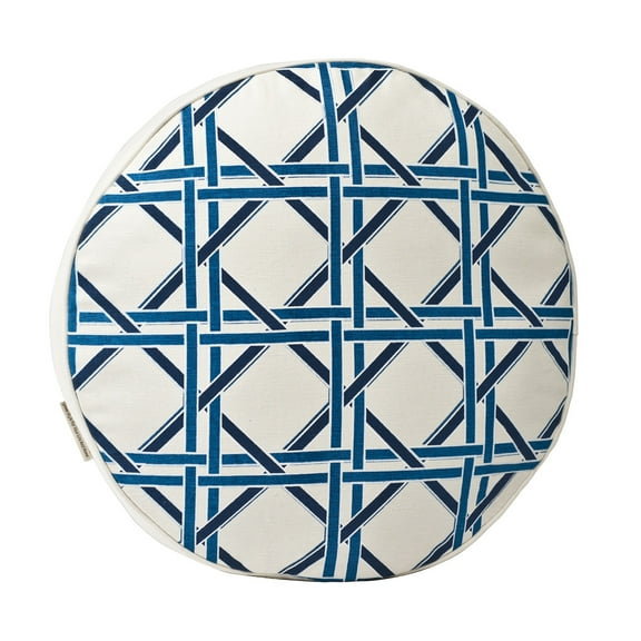 Greendale Home Fashions 15” Round Blue Cane Cotton Canvas Decorative Pillow