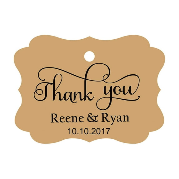 100 PCS Thank You Custom Made Hang Tags Personalized Wedding Favor Gift Paper Tags