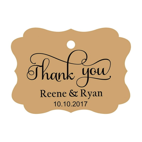 100 PCS Thank You Custom Made Hang Tags Personalized Wedding Favor Gift Paper Tags