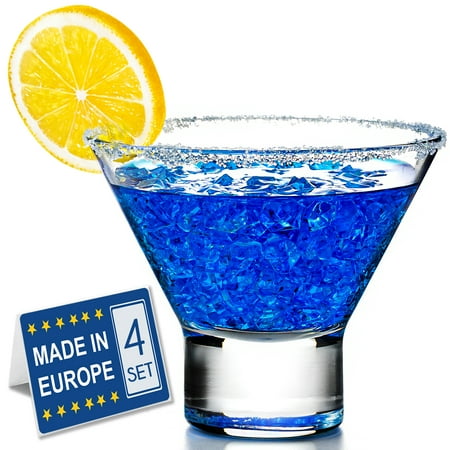 

Crystalia Stemless Martini Glasses Set of 4 Cool Mini Cocktail Shot Glasses