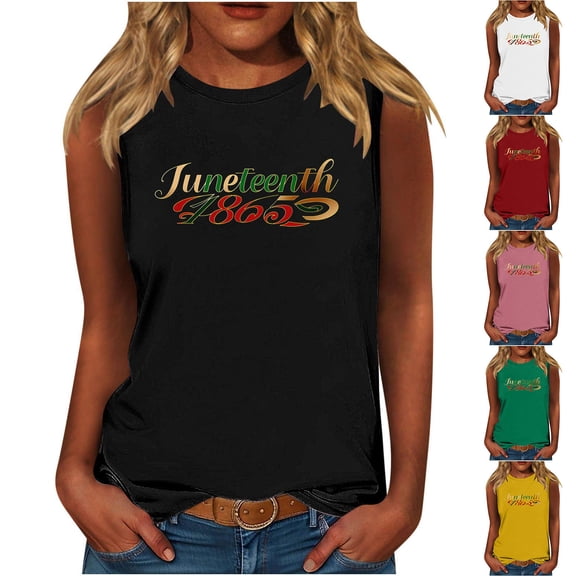 VBTAPA Black History Month Shirts for Women African American Sleeveless Graphic Tees Summer Casual Athletic Tanks Black M