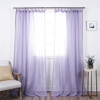 Quality Home Faux Linen Tie Top Curtains