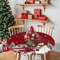 thumbnail image 3 of Round Table Cloth with Elastic Fitted Edged, Xmas Tree Truck Winter Snowman Waterproof Tablecloth for 45"-54" Tables Reindeer White Snow on Red Wipeable Indoor Table Cover for Kitchen Picnic Camping, 3 of 9