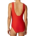 thumbnail image 2 of Women's Ruffled Swimsuit V Neck Lace Up Polyester Removable Cups for Tropical Vacations, 2 of 8