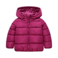 thumbnail image 2 of Girls Solid Hooded Padded Jacket Zip up Long Sleeve Quilted Coat Thick Warm Winter Outerwear for Toddler Little Girls Daily Outdoor Wear Wine 18 Months, 2 of 9