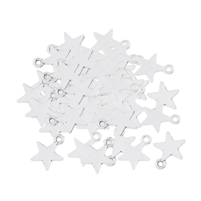 50 piezas de dijes de estrella de cinco puntas Yuyangstore Plata antigua Colgantes con dijes