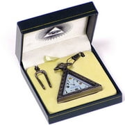 Masonic Triangle Freemason Master Free Mason Mens Quartz Pocket Watch w/ Chain