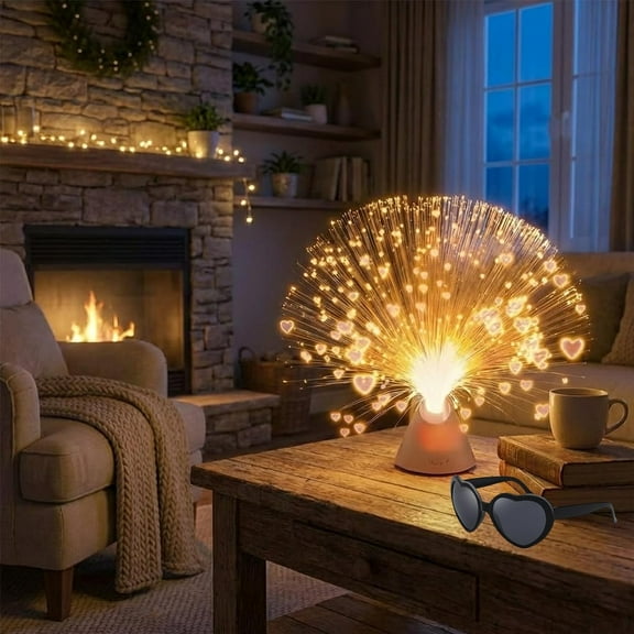Where Dreams Sparkle Fiber Optic Lamp,2026 new Romantic Heart Mood Lighting, Adjustable Color-Changing Novelty Sensory Lights, Atmosphere Night Lamp for Home Decor