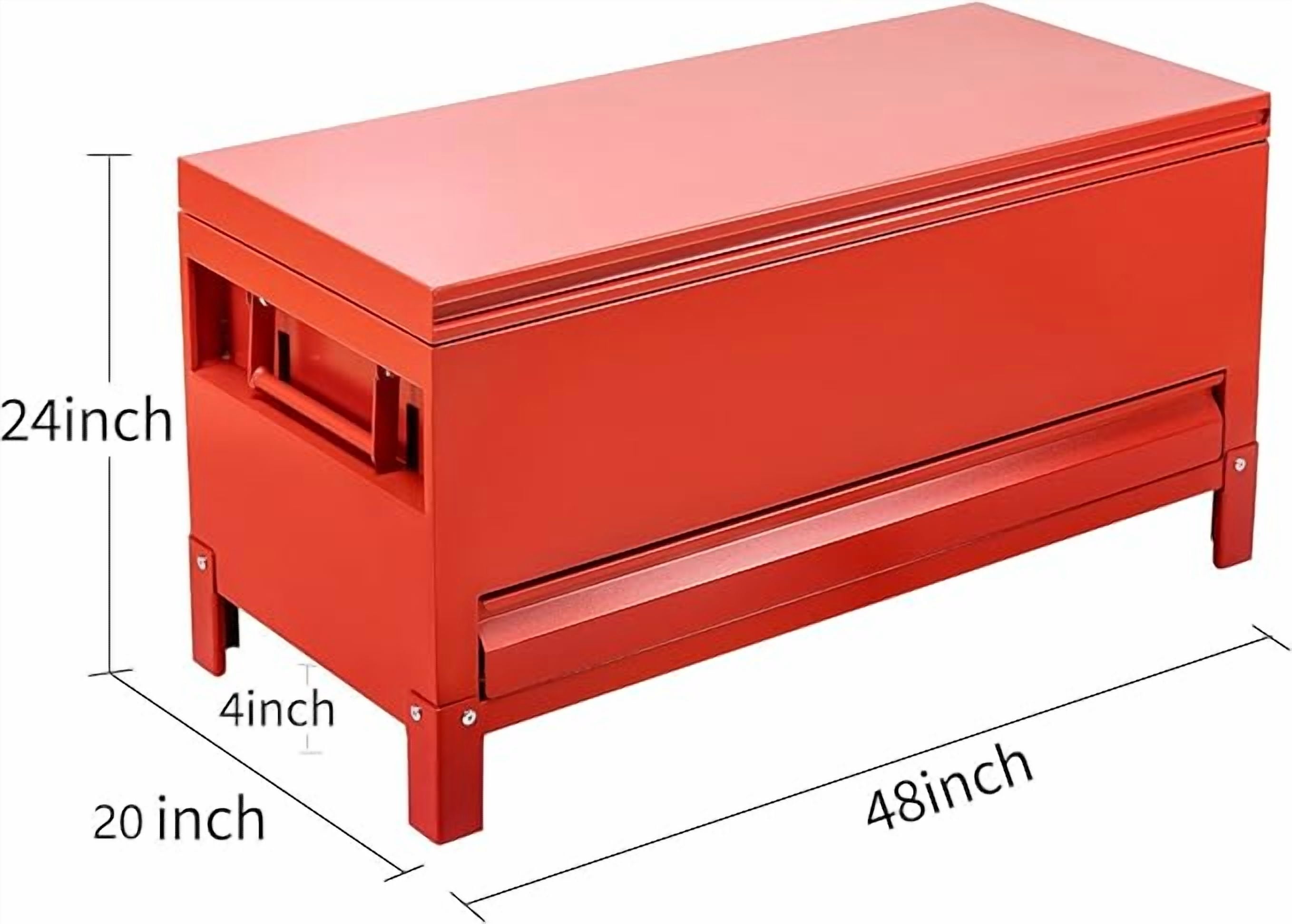 Aluminum Truck Tool Box Jobsite Storage Box Toolbox Chest Cabinet Heavy Duty Truck Bed Toolbox Gangboxes Tools Organizer Pick Up Truck Bed RV Trailer With Side Handles