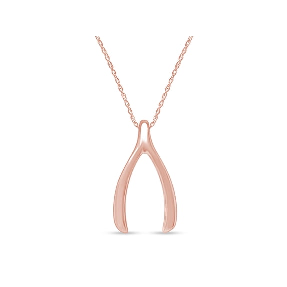 AFFY Wishbone Pendant Necklace in 14K Rose Gold Over Sterling Silver