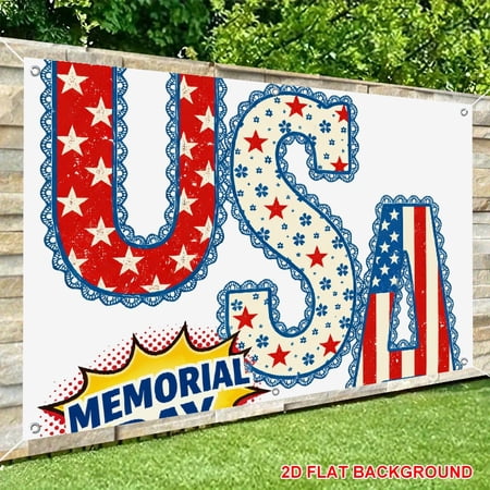 NIANHE Lace USA Backdrop Banner Polyester Celebrate Photography Background Party Large Banner for Home Decor Decor Indoor Outdoor