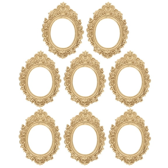 HONMEET 8Pcs Small Vintage Frames Golden Oval Resin Photo Frames for Photo Props