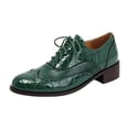 thumbnail image 7 of Oxford Shoes for Women Lace up Wingtip Vintage Pattern Leather Low Heel Pumps Shoes Business Work Casual Dress Shoes Green Size 8.5, 7 of 7