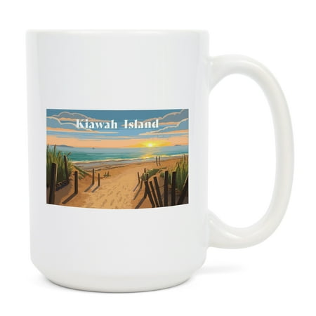 

15 fl oz Ceramic Mug Kiawah Island South Carolina Painterly Sand Soul Sun Beach Path Dishwasher & Microwave Safe