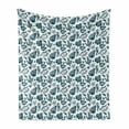 thumbnail image 1 of Marine Soft Flannel Fleece Throw Blanket, Vintage Sketch of Nautical as Seashells Seahorses and Starfish, Cozy Plush for Indoor and Outdoor Use, 70" x 90", White and Dark Teal, by Ambesonne, 1 of 6