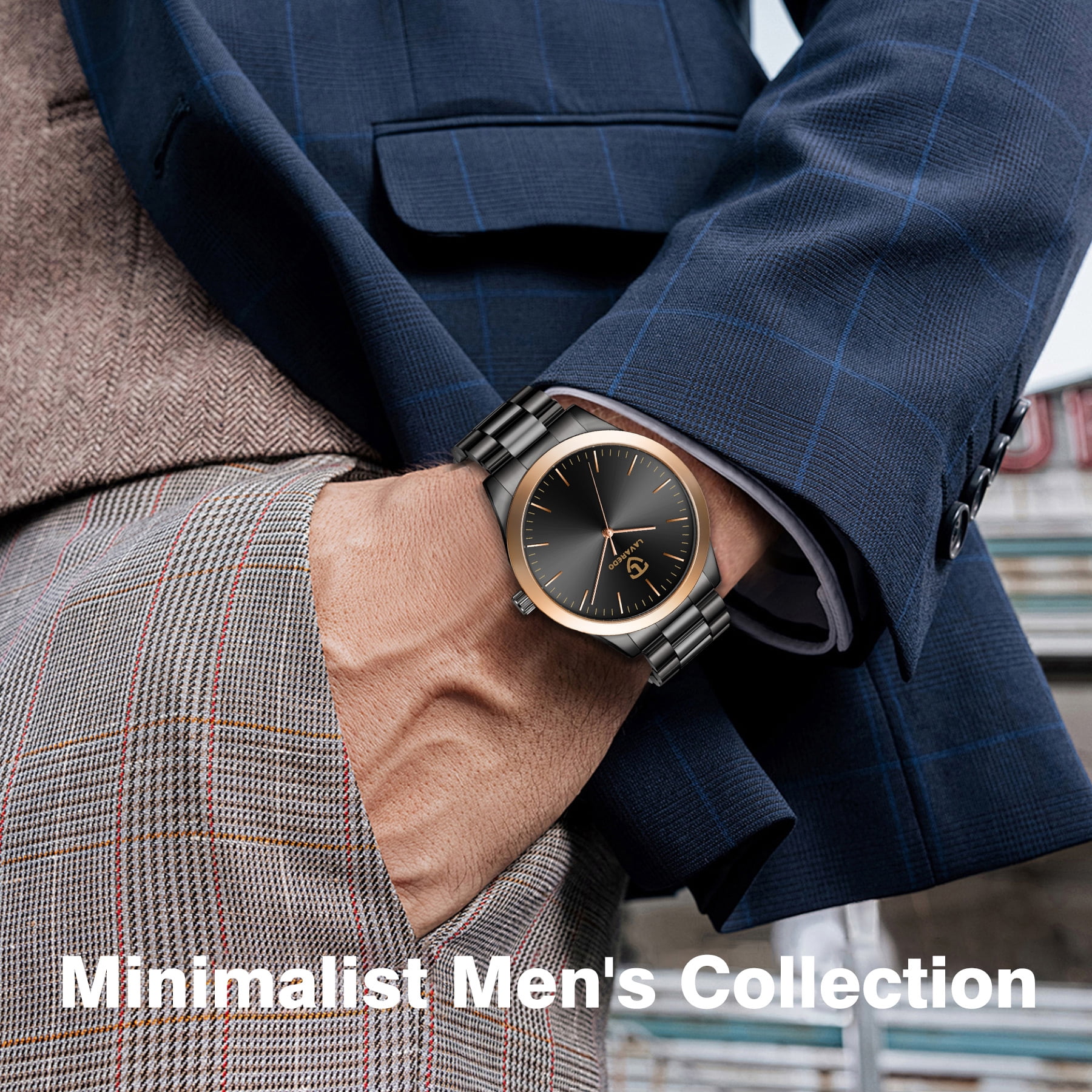 Mens Watch, Minimalist Fashion Watches for Men Waterproof Quartz Watch with Stainless Steel Strap - Gift for Men