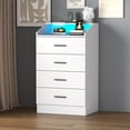 thumbnail image 2 of Modern Storage Cabinet w/Power Outlet & LED Light, White Nightstand for Bedroom, Hallway, Living Room, 1/3/4/6/9 Drawer Options, 2 of 20