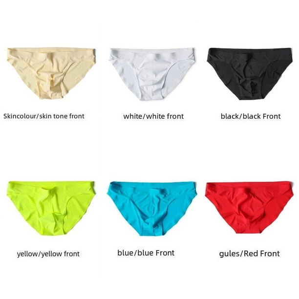 Ropa interior sin costuras para hombre, ropa interior sexy de seda helada, pantalones transpirables de cintura baja para jóvenes