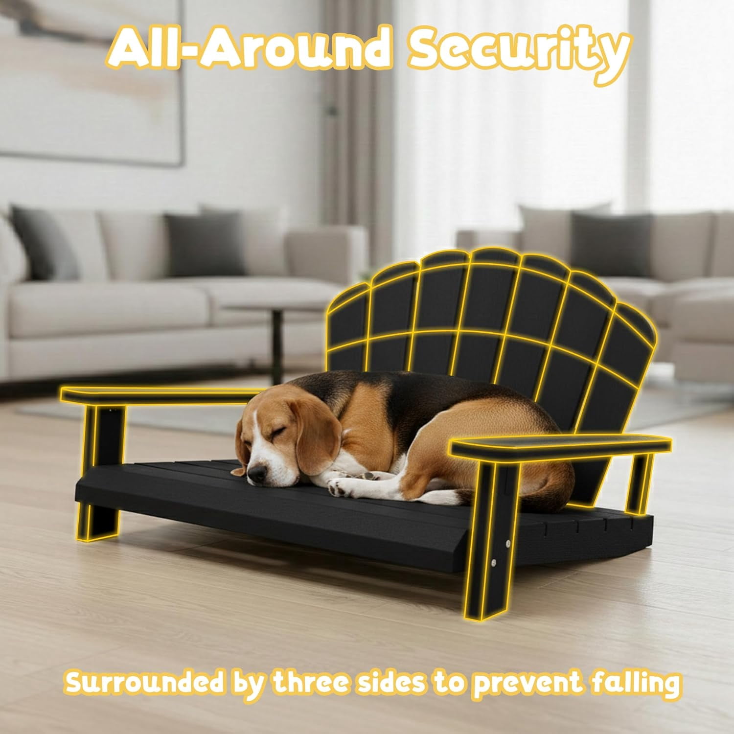 Dog Bed for Medium Size Dog, Chew Proof Dog Bed with Off-The-Ground & Waterproof & Indestructible Dog Couch for Small & Medium Dogs, Easy to Clean and Assemble Outdoor Dog Bed Sofa (Black)