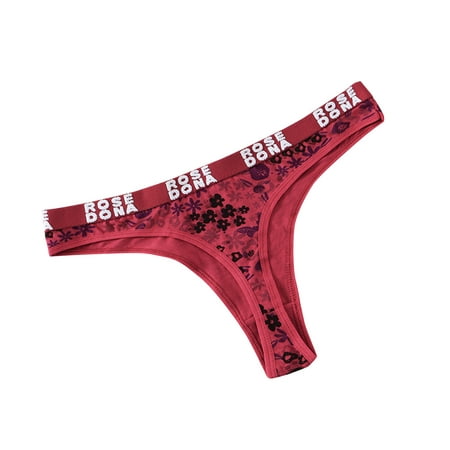 

WZHKSN Female Lace Panty Red See Through Thongs 1-Pack