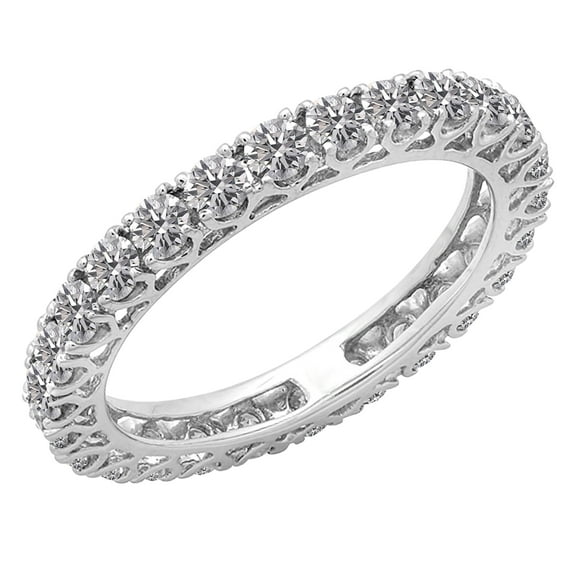 Dazzlingrock Collection 1.45 CT 18K Diamond Ladies Wedding Anniversary Band White Gold, Size 8.5