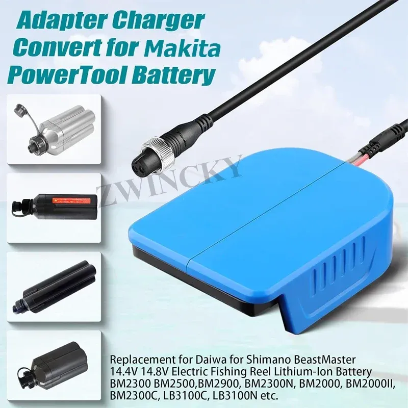 Fishing Batterty Adapter For Mil*wau*kee 18V Battery Work for Daiwa/Shimano 14.4V Power Assist Reels 800MJ above