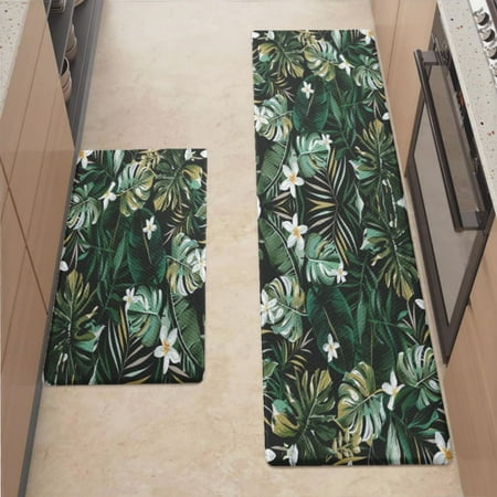 

Anti Fatigue Kitchen Mat Tropical Pattern Kitchen Rugs Non Slip Cushioned Standing Mat for Sink Floor Laundry Office Desk Pro 17.3 x 59