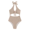 thumbnail image 2 of Maillots de Bain une Pièce pour Femmes 2026 Mode Licou à Nouer devant Monokini à Découpes, 2 of 9
