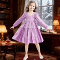 thumbnail image 2 of FDDMis Burgundy Dress Red Dresses Black Long Sleeve Dress Infant Christmas Dress Long Short Dress Hawaiian Dress Girls Christmas Outfits, Purple 3-4 Years, 2 of 6