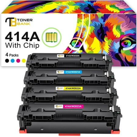 414A Toner Cartridges (with Chip) for HP 414A 414X 414 W2020A Color Laserjet Pro MFP M479fdw M454dw M479fdn M479dw M479 M454dn M454 M455 M480 Printer Ink (Black Cyan Magenta Yellow, 4 Pack)