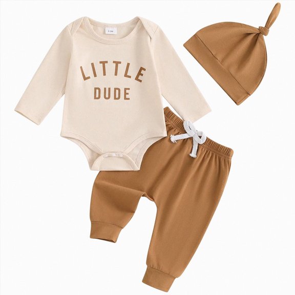HCNTES Baby Boy Winter Clothes Clothes Boy Boys Photoshoot Outfits Winter 3PCS Romper Pants Warm Hat Set Baby 0 6 9 12 18 Months