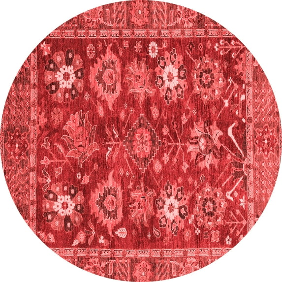 Ahgly Company Indoor Round Oriental Red Traditional Area Rugs, 7' Round