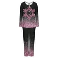 thumbnail image 6 of Tnhcen Elegant Women's Christmas Snowflake Print Pajamas Set Crew Neck Long Sleeve 2-Piece Sleepwear Lounge wear Home Clothes S-3XL, 6 of 6