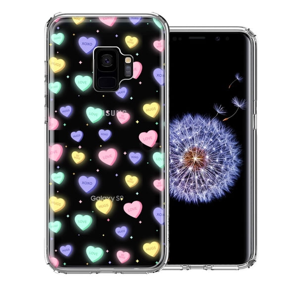 MUNDAZE For Samsung Galaxy S9 Valentine's Day Heart Candies Polkadots Design Double Layer Phone Case Cover
