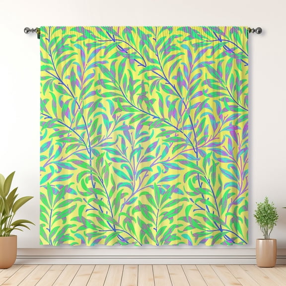 Modern Simple Style Curtains, Leaf Curtains, Bedroom Blackout Curtains, Suitable For Living Room And Bedroom Decoration(Rod pocket)