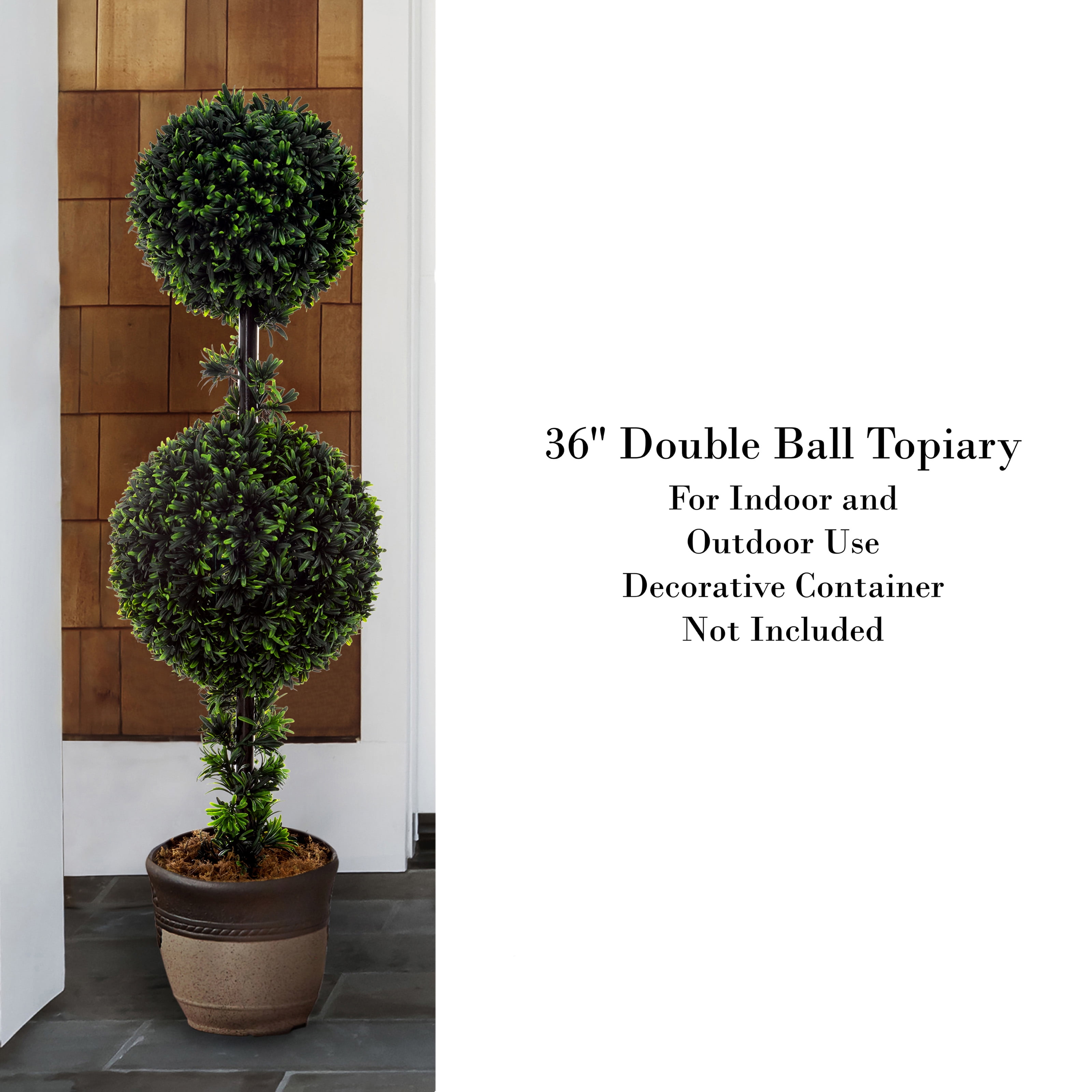 Pure Garden 36-Inch Double Ball Artificial Podocarpus Topiary Tree (Green)