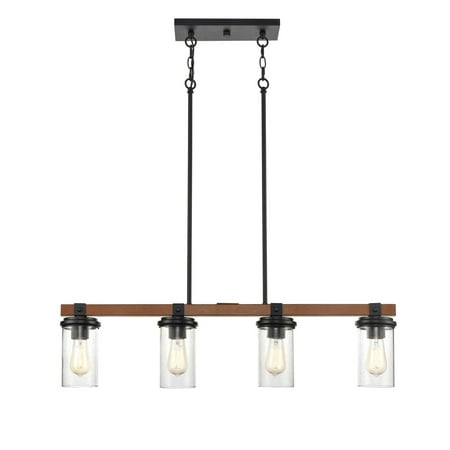 

Millennium Lighting 4-light Metal Island Light in Matte Black/Wood Grain